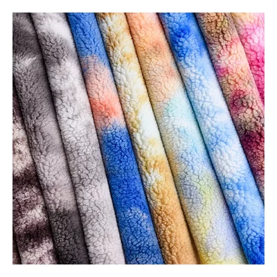 Partikel tie-dye warna-warni kain cashemere sherpa