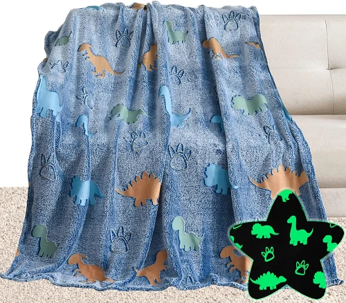 Selimut Bercahaya Flanel Dinosaurus