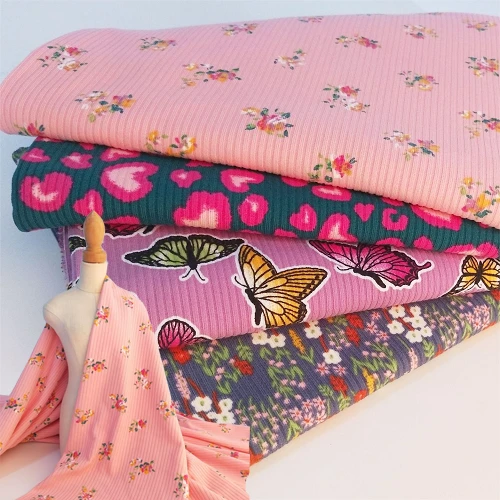 Kain Rib Cetak Jacquard