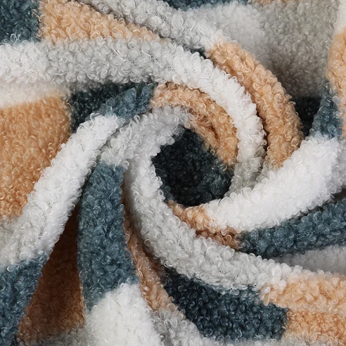 Kain Fleece Sherpa Cetak Kotak-kotak
