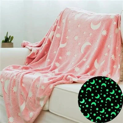 100 persen Polyester Flanel Glow in The Dark Throw Blanket