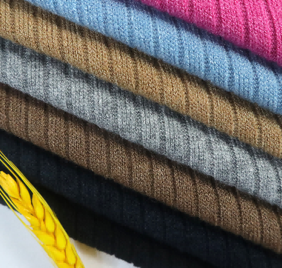 Soft Breathable Plain Dyed Knit Rib Fabric in stock