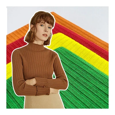 Peregangan Spandex Polyester Rib Fabric Untuk Sweater