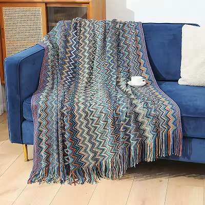 Jacquard Throw Tassel Blanket