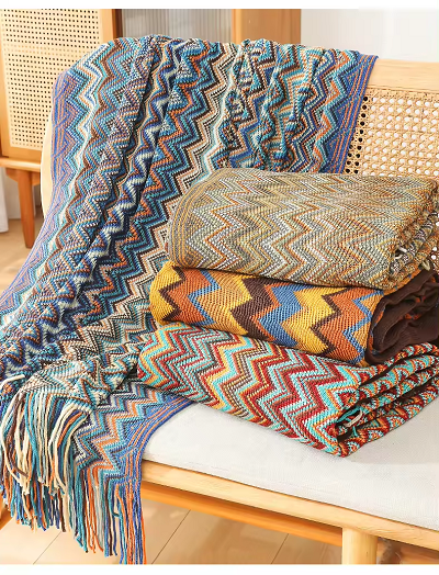 Jacquard Throw Tassel Blanket